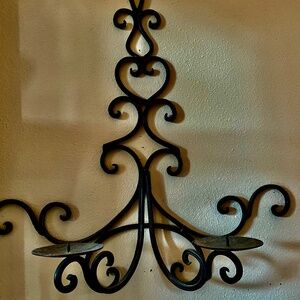 2 decorative wrought iron wall candle holder